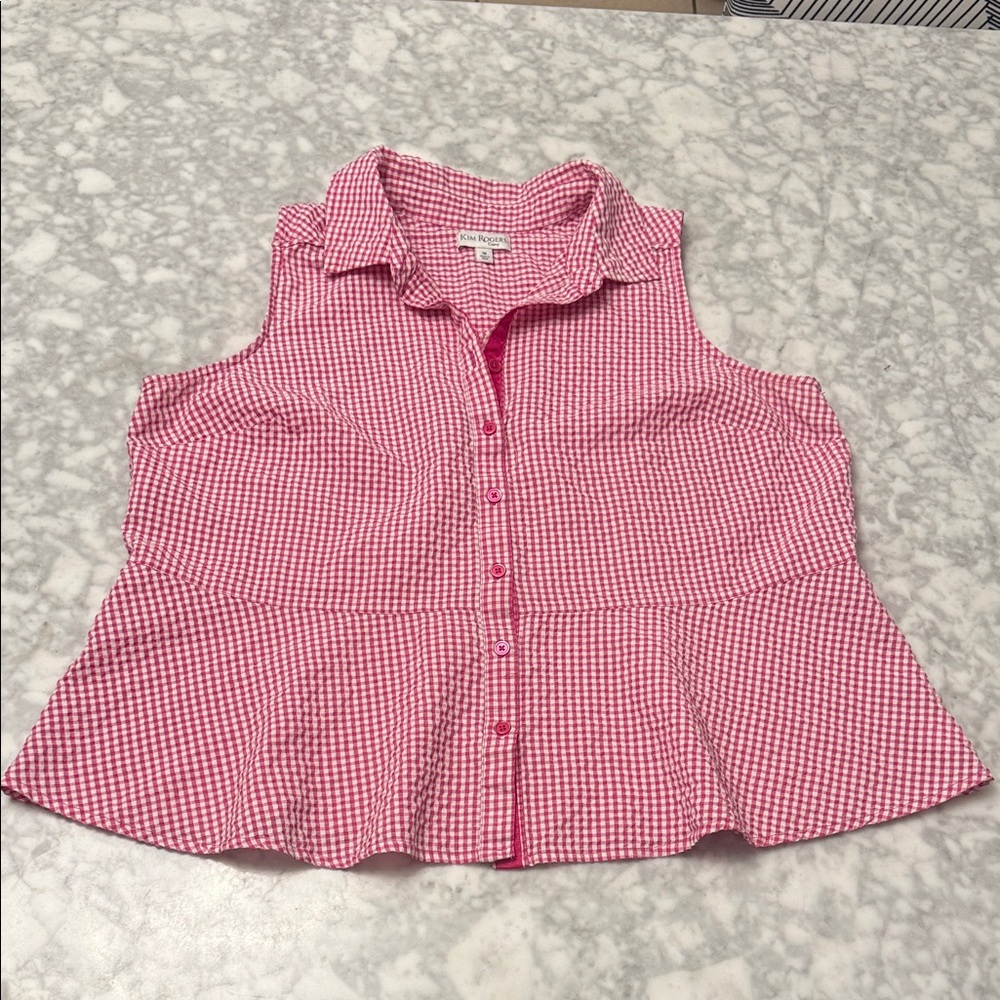 Kim Rogers Kids Pink Checkered Sleeveless Shirt